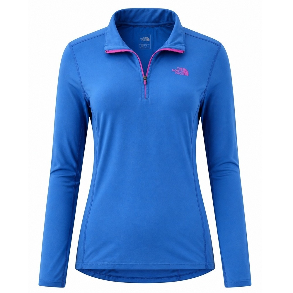 The North Face Womens XL Blue Pink Quarter Zip Long Sleeve Thumbhole Active Top